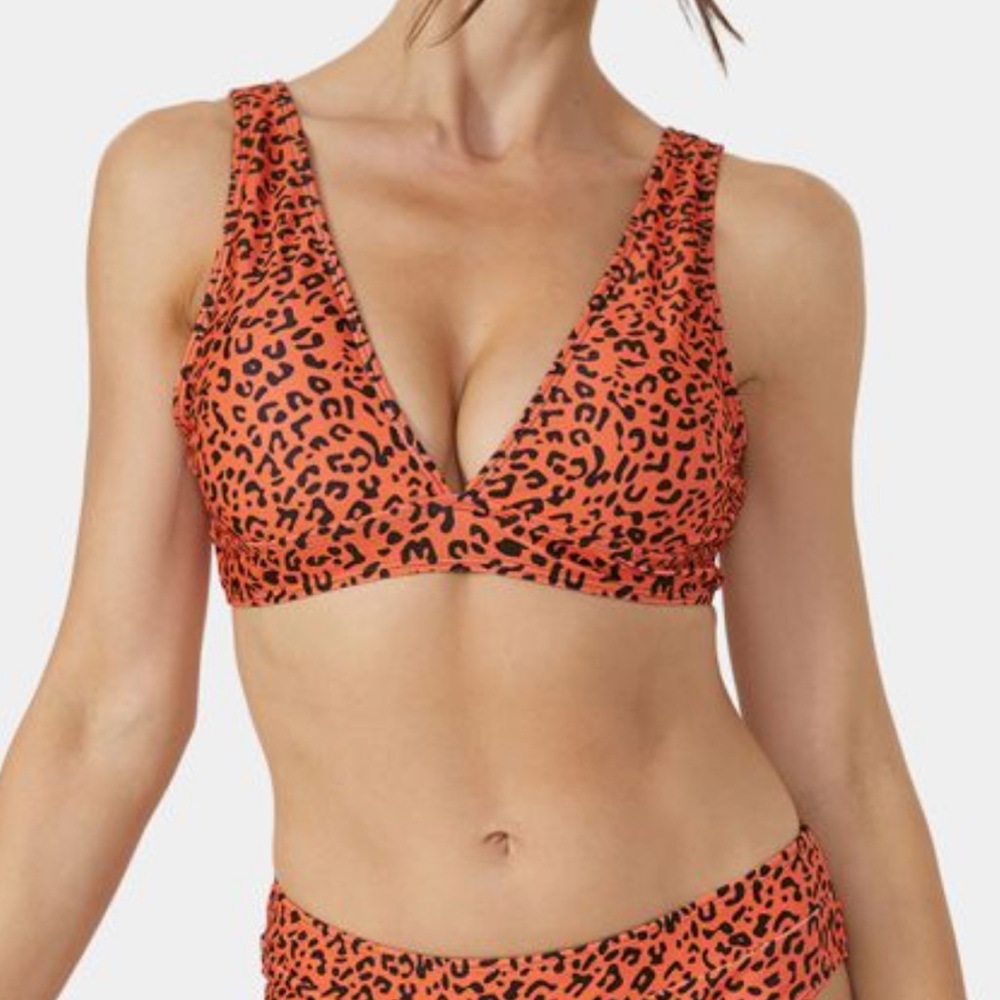 Halara Orange Leopard Print Bikini Top Sz L
